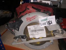 MILWAUKEE 18V 66MM CIRCULAR SAW. COMES WITH BATTERY & CARRY CASE. UNCHECKED ITEM