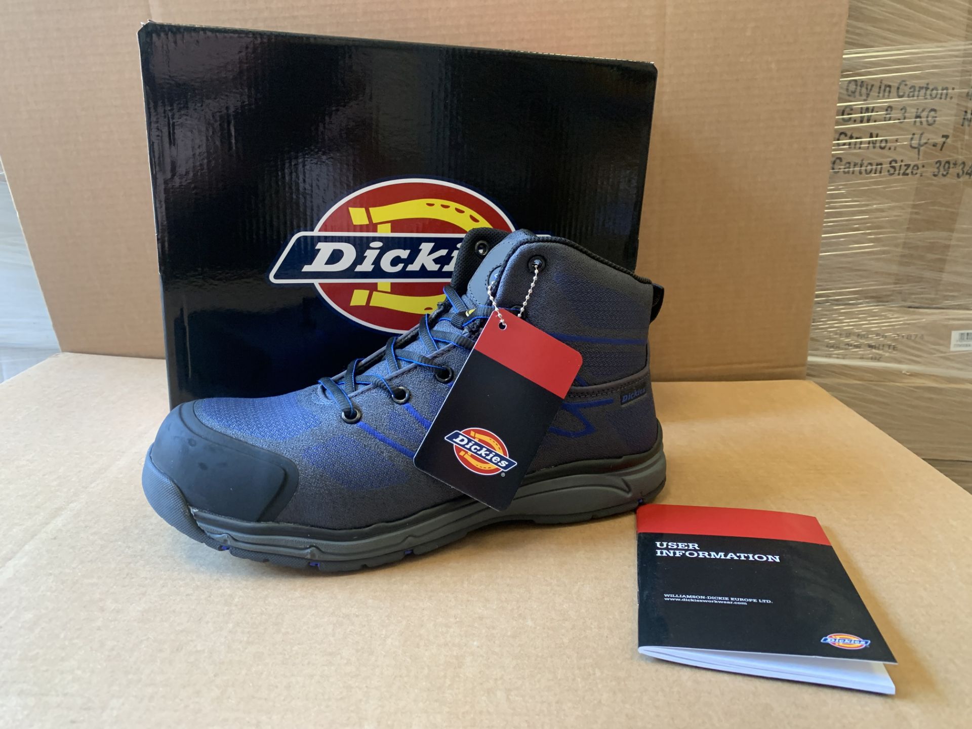 6 X BRAND NEW DICKIES LIBERTY GREY/BLUE WORK BOOTS SIZE 8