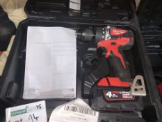 Milwaukee M18CBLPD-402C. BRUSHLESS COMBI DRILL. COMES COMPLETE WITH BATTERY & CARRY CASE.