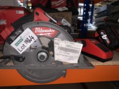 MILWAUKEE 18V 66MM CIRCULAR SAW FUEL. COMES WITH BATTERY& CHARGER. UNCHECKED ITEM