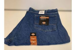 4 X BRAND NEW DICKIES REGULAR FIT STRAIGHT LEG 5 POCKET WORK JEANS SIZE 48 X 32 (595/18/5) (1426/8)