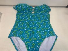 20 X BRAND NEW PALM TREE GREEN/BLUE SWIMSUIT SIZES 10-16 (640/8)