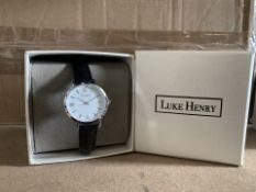5 X BRAND NEW LUKE HENRY BROADWAY 32MM BLACK LEATHER WATCHES RRP £79 EACH (341/8)