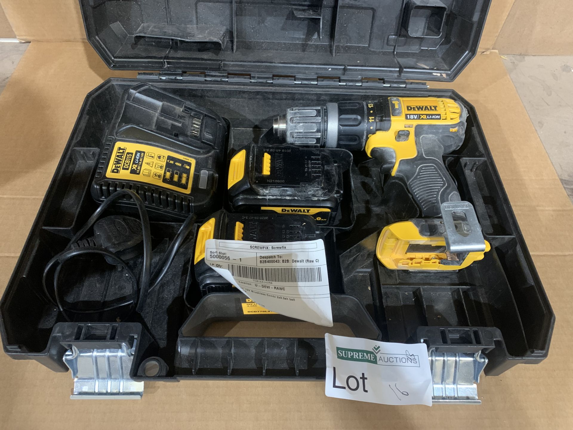 DEWALT DCD778D2T-SFGB 18V 2.0AH LI-ION XR BRUSHLESS CORDLESS COMBI DRILL WITH 2 X BATTERIES, CHARGER