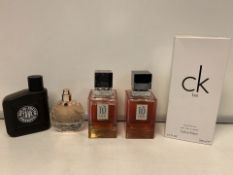 5 X PERFUMES/AFTERSHAVE 80-100% FULL INCLUDING IU, SEKSY, CALVIN KLEIN ETC (1355/8)