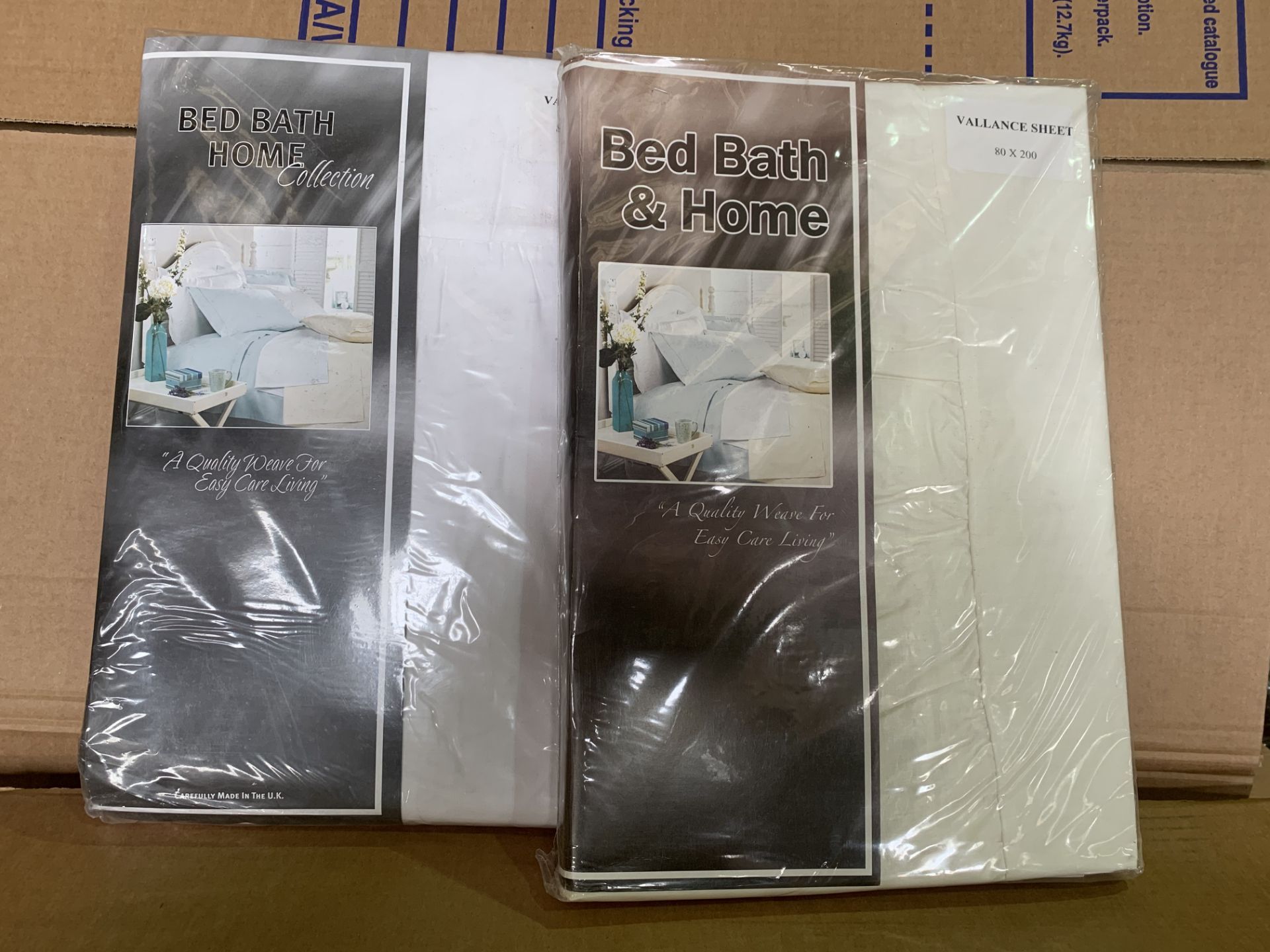 20 X BRAND NEW BED BATH AND HOME VALANCE SHEETS 80 X 200 (COLOURS MAY VARY BETWEEN CREAM AND