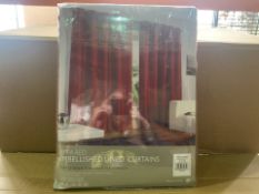 10 X BRAND NEW PIPPA RED EMBELLISHED LINED CURTAINS 66 X 54 INCH (986/8)