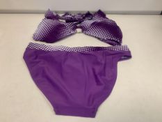 20 X BRAND NEW 2 PIECE PURPLE AND WHITE BIKINI SETS SIZES 10-16 (632/8)