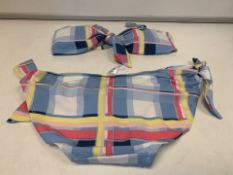 20 X BRAND NEW 2 PIECE MULTI COLOURED WHITE/BLUE/YELLOW BIKINI SETS SIZES 10-16 (626/8)