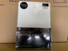 18 X BRAND NEW PENCIL PLEAT BLACKOUT LININGS 117 X 137CM (929/8)