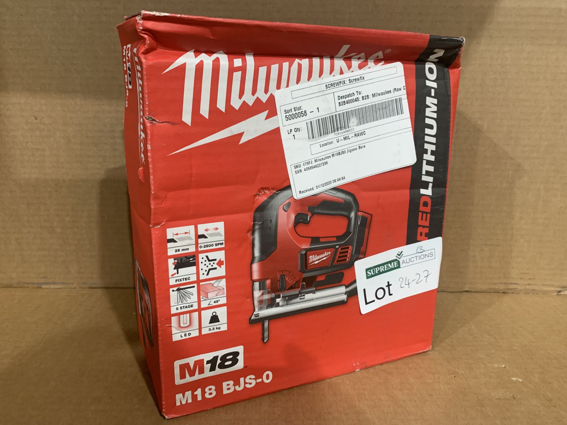 MILWAUKEE M18BJSO CORDLESS JIGSAW. BOXED. UNCHECKED