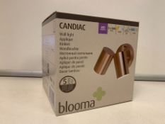 12 X NEW BOXED BLOOMA CANDIAC LED TWIN WALL LIGHTS. IP44 RATED. COPPER EFFECT (472/8)
