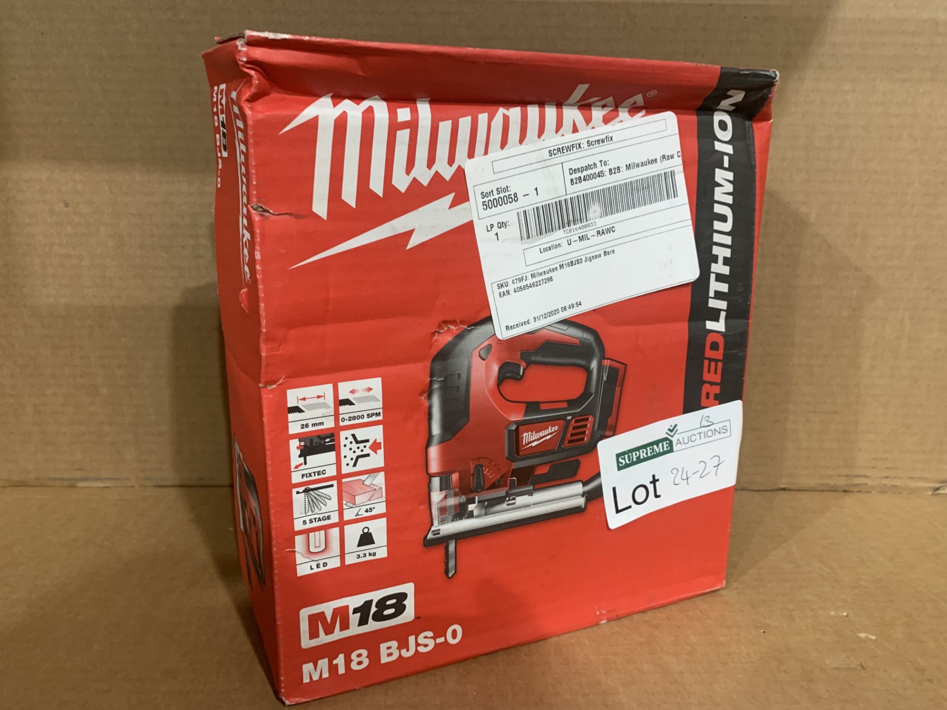 MILWAUKEE M18BJSO CORDLESS JIGSAW. BOXED. UNCHECKED