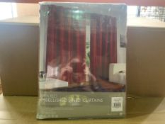 10 X BRAND NEW PIPPA RED EMBELLISHED LINED CURTAINS 66 X 54 INCH (984/8)