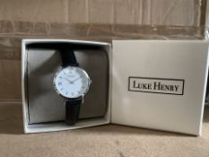 5 X BRAND NEW LUKE HENRY BROADWAY 32MM BLACK LEATHER WATCHES RRP £79 EACH (343/8)