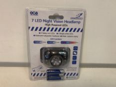 36 X NEW PACKAGED FALCON 7 LED NIGHT VISION HEADLAMP WITH HIGH POWERED LEDs (496/15)