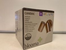 12 X NEW BOXED BLOOMA CANDIAC LED TWIN WALL LIGHTS. IP44 RATED. COPPER EFFECT (406/15)