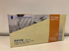 10 X BOXES OF WALLY PLASTIC DISPOSABLE VINYL GLOVES - CLEAR. SIZE MEDIUM. EXP: 12.02.2025 (403/15)