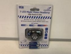 36 X NEW PACKAGED FALCON 7 LED NIGHT VISION HEADLAMP WITH HIGH POWERED LEDs (499/15)