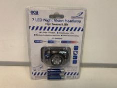 36 X NEW PACKAGED FALCON 7 LED NIGHT VISION HEADLAMP WITH HIGH POWERED LEDs (498/15)
