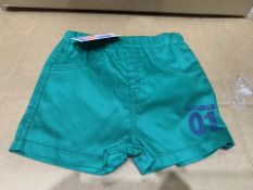 (NO VAT) 27 X BRAND NEW KIDS DIVISION GREEN NUMBER 1 SHORTS AGE 18-24M (877/15)