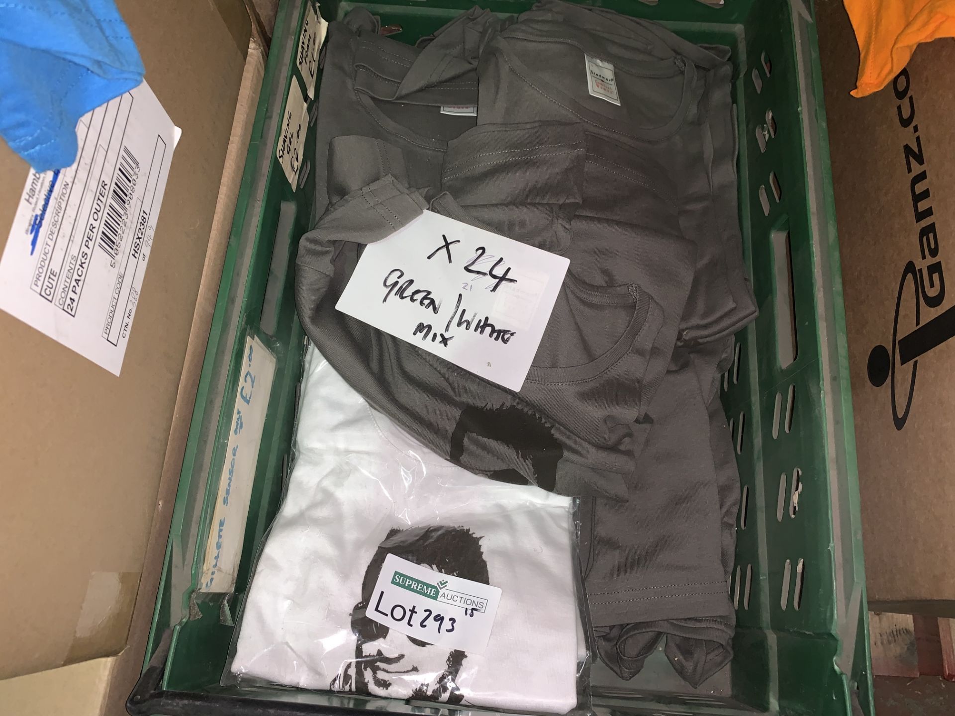 21 X BRAND NEW GREEN AND WHITE ILL BE YOUR DEFENDER T SHIRTS (SIZES MAY VARY) (293/15)