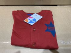 (NO VAT) 12 X BRAND NEW KIDS DIVISION RED SHERIFF CARDIGANS SIZE 2-3 YEARS (884/15)