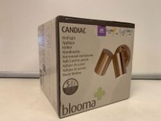 12 X NEW BOXED BLOOMA CANDIAC LED TWIN WALL LIGHTS. IP44 RATED. COPPER EFFECT (409/15)