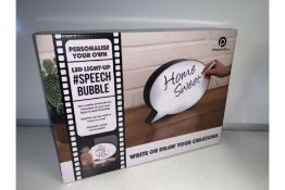 12 X NEW BOXED POWERFULL LED LIGHT UP SPEECH BUBBLE BOXES. PERSONALISE YOUR OWN! (412/15)