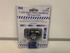 36 X NEW PACKAGED FALCON 7 LED NIGHT VISION HEADLAMP WITH HIGH POWERED LEDs (497/15)