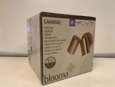 12 X NEW BOXED BLOOMA CANDIAC LED TWIN WALL LIGHTS. IP44 RATED. COPPER EFFECT (410/15)