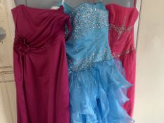 3 X VARIOUS BRAND NEW HIGH END PROM DRESSES IN VARIOUS STYLES AND SIZES(792/15)
