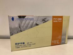 10 X BOXES OF WALLY PLASTIC DISPOSABLE VINYL GLOVES - CLEAR. SIZE MEDIUM. EXP: 12.02.2025 (402/15)