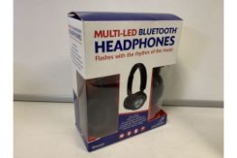8 X NEW BOXED FALCON MULT-LED BLUETOOTH HEADPHONES. FLASHES WITH THE RHYTHEM OF THE MUSIC