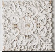 BRAND NEW WHITE FLORAL WALL ART MODERN DESIGN RRP £149 56 X 1.5 X 56CM (A112)