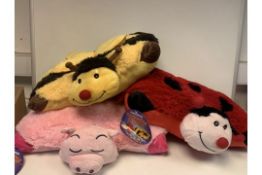 20 X NEW PACKAGED TRANSFORMING HUGGABLE PILLOWS - CUTE, COMFY & CUDDLY