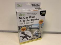 30 X NEW BOXED iTECH In-CAR iPAD & TABLET HOLDER FOR HEADREST. VERSATILE CAR HEAD REST MOUNTING