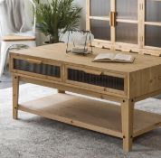 BRAND NEW MODERN DESIGN WOODEN 2 DRAWER COFFEE TABLE RRP £675 120 X 60 X 55CM (A208)
