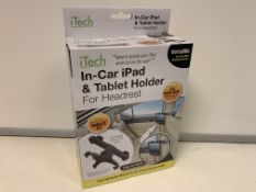 30 X NEW BOXED iTECH In-CAR iPAD & TABLET HOLDER FOR HEADREST. VERSATILE CAR HEAD REST MOUNTING