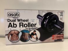 10 X NEW BOXED ASAB DUAL WHEEL AB ROLLERS SIGH MINI EVA MAT. HELPS STRENGTHEN CORE & TONE YOUR BODY.