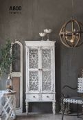 BRAND NEW WHITE ANTIQUE LOOK DISPLAY CABINET RRP £895 78 X 31 X 171CM (A800)