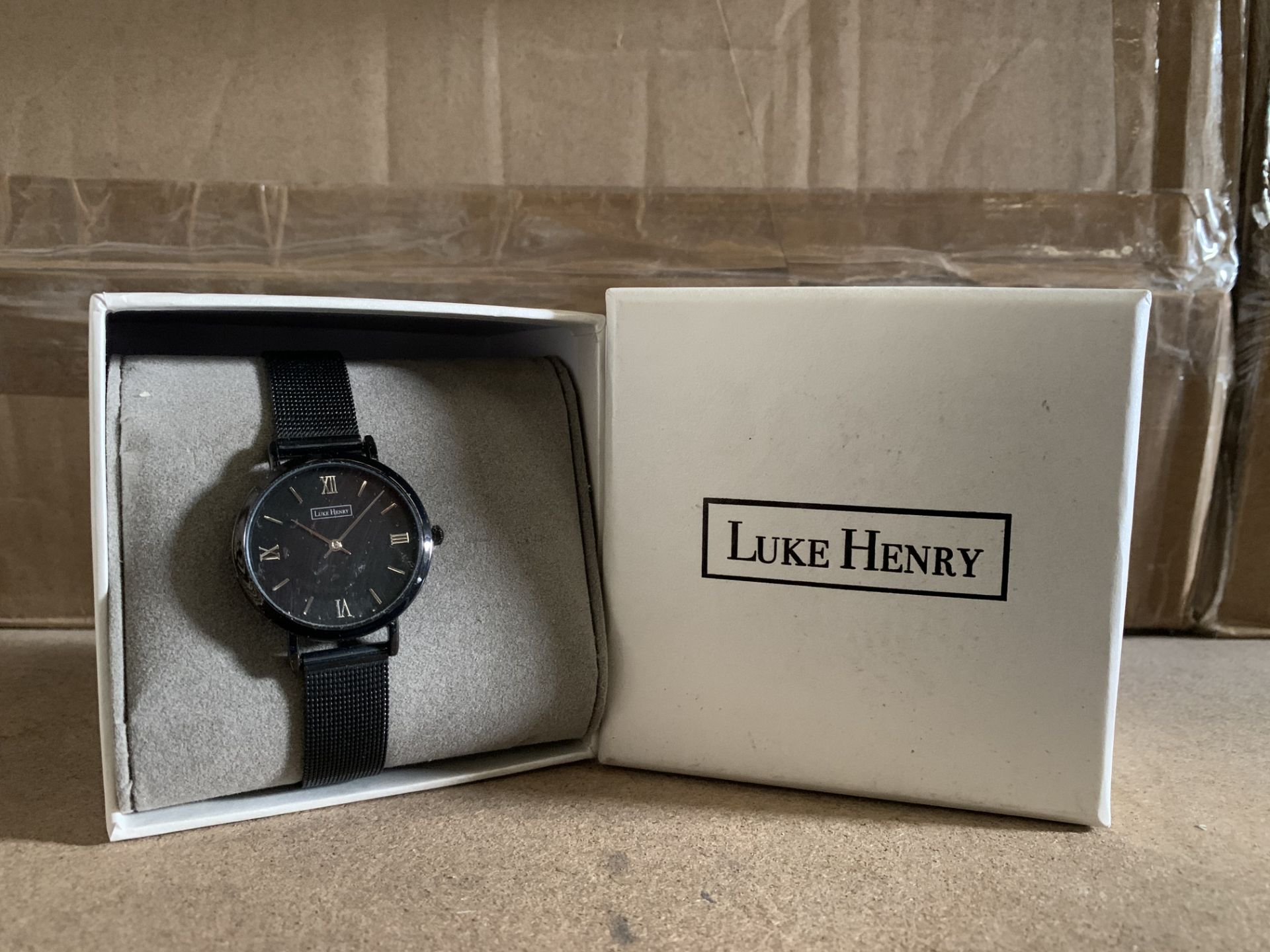 5 X BRAND NEW LUKE HENRY BROADWAY 32MM BLACK MESH WATCHES RRP £119 EACH