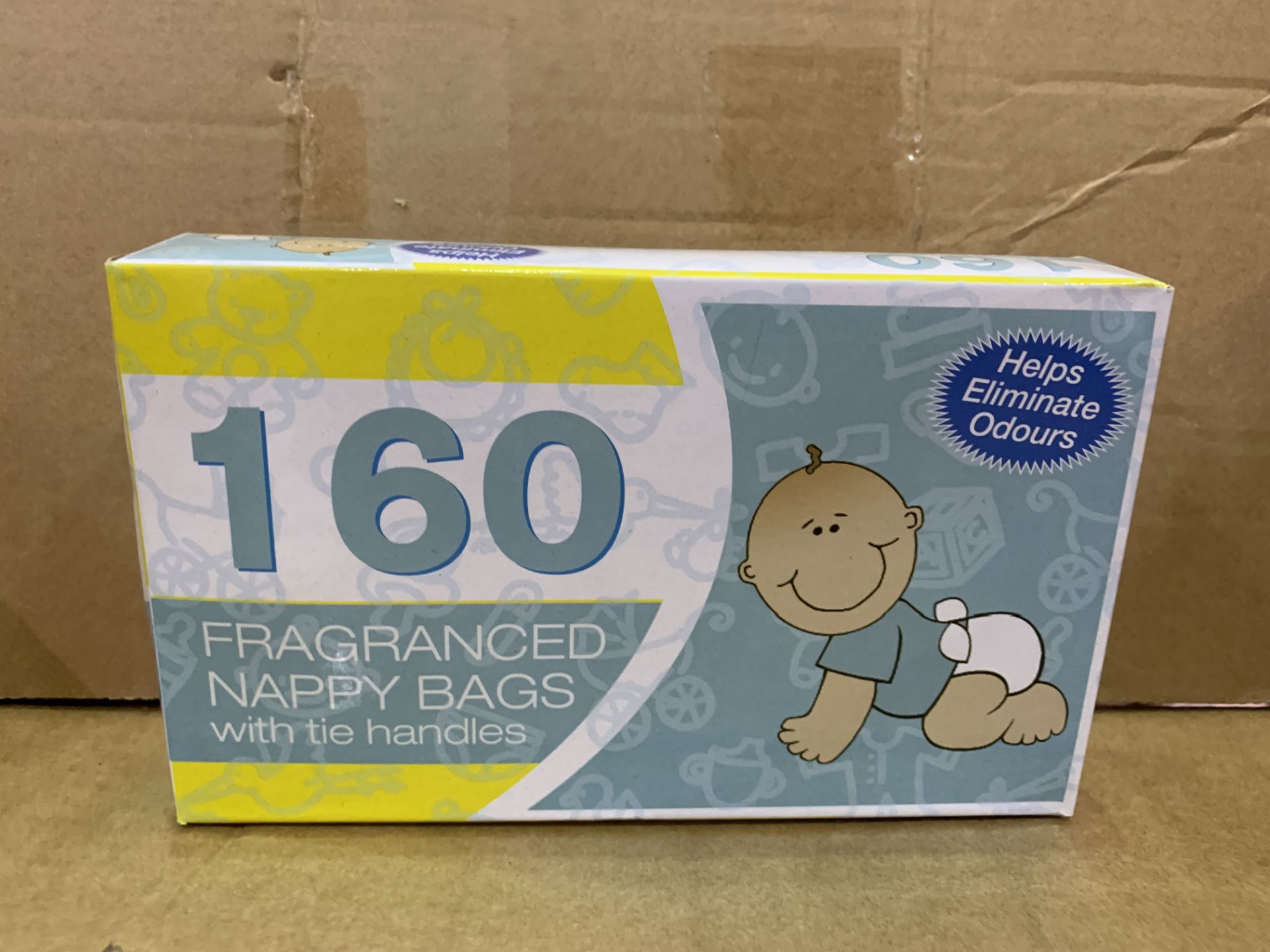 43 X BRAND NEW PACKS OF 160 FRAGRANCED NAPPY BAGS WITH TIE HANDLES