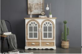 BRAND NEW MODERN DESIGN WOODEN STYLE WHITE 2 DOOR 2 DRAWER SIDE CABINET RRP £745 90 X 35 X 90CM (