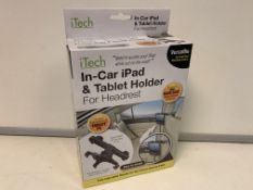 30 X NEW BOXED iTECH In-CAR iPAD & TABLET HOLDER FOR HEADREST. VERSATILE CAR HEAD REST MOUNTING