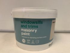 12 X NEW 2.5L TUBS OF GOODHOME MASONRY PAINT. RESISTANT TO STANDING SURFACE WATER. COLOUR: CAMPINAS.