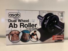 10 X NEW BOXED ASAB DUAL WHEEL AB ROLLERS SIGH MINI EVA MAT. HELPS STRENGTHEN CORE & TONE YOUR BODY.