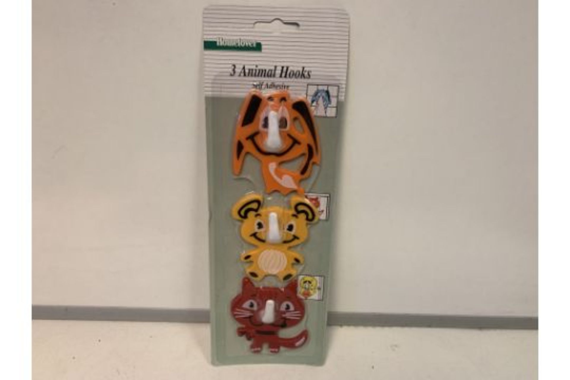 96 X BRAND NEW PACKS OF 3 SELF ADHESIVE ANIMAL HOOKS