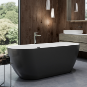 (SUP24) New 1655x740mm Round Double Ended Black Freestanding Bath. RRP £2,337.Elegant,