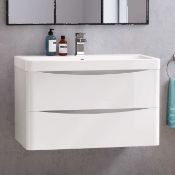 New 1000mm Austin II Gloss White Built-In Basin Drawer Unit - Wall Hung. RRP £999.99. Comes Complete